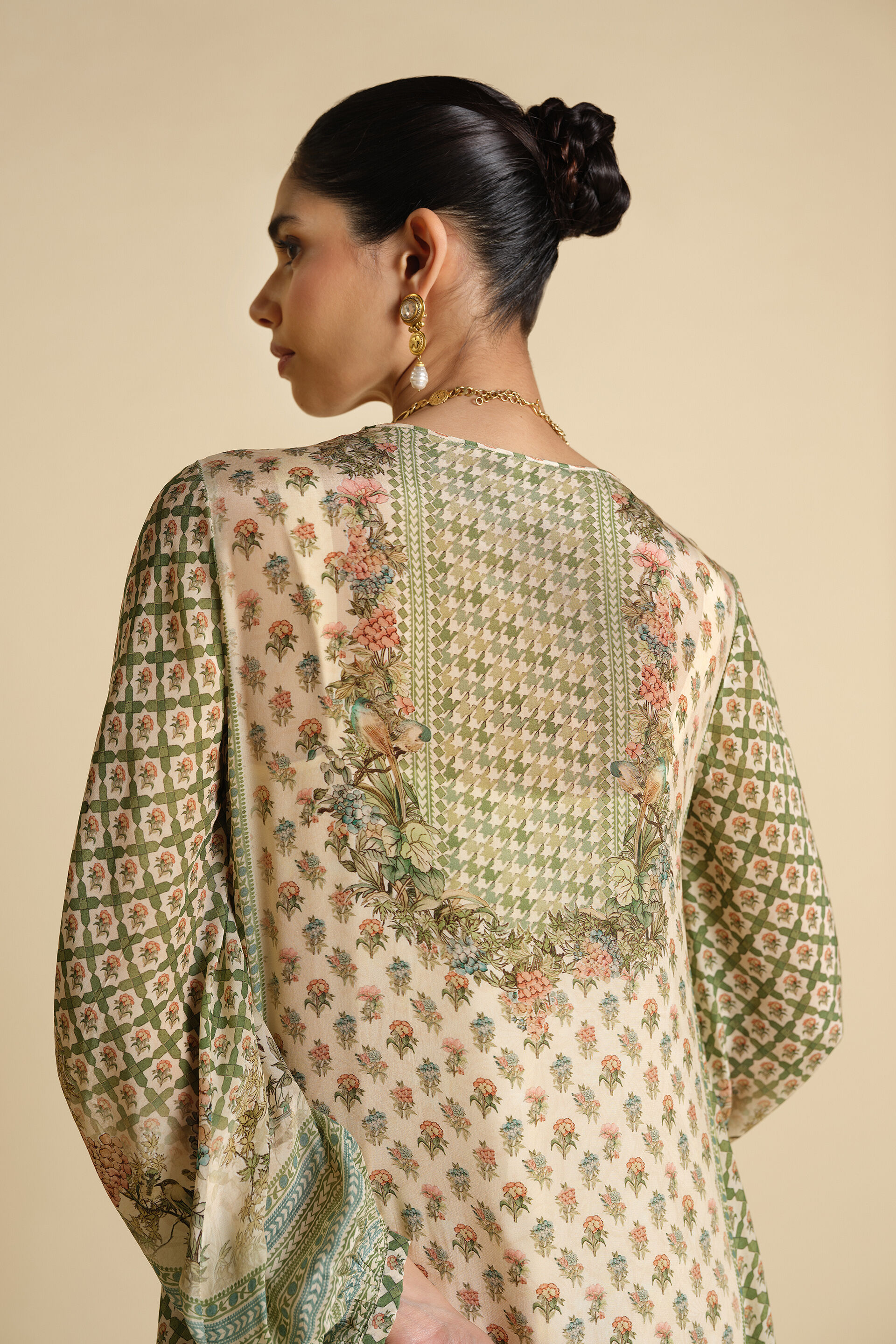 Rowan Printed Kaftan - Ivory, Ivory, image 6